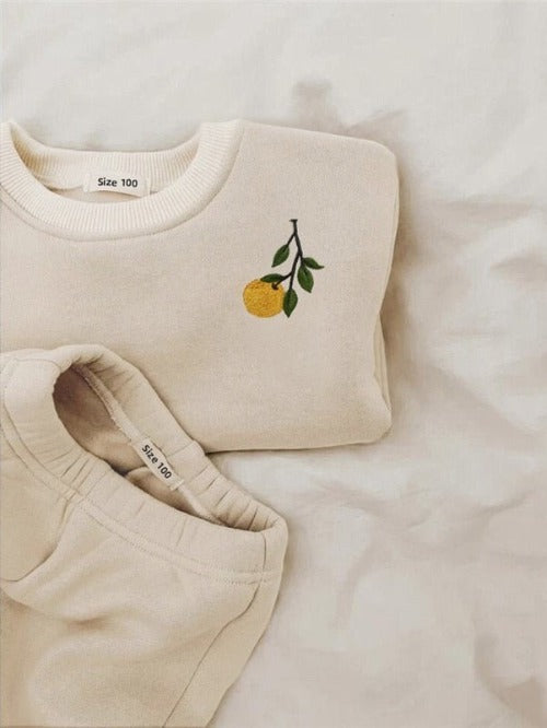 Fleece Embroidered Sweatshirt and Sweatpants Set