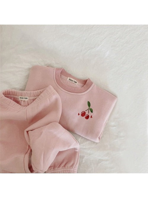 Fleece Embroidered Sweatshirt and Sweatpants Set