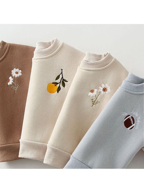 Fleece Embroidered Sweatshirt and Sweatpants Set