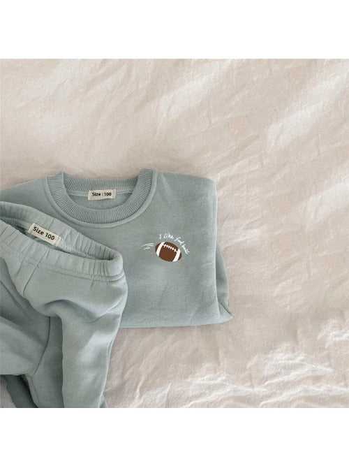 Fleece Embroidered Sweatshirt and Sweatpants Set