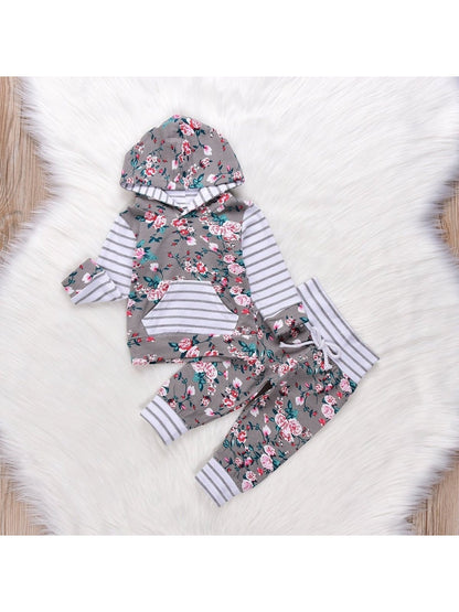 Infant Baby Girl Floral Striped Outift