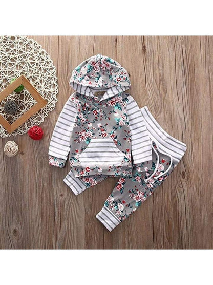 Infant Baby Girl Floral Striped Outift