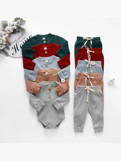 Infant Newborn Baby Girls Boys Spring Autumn Ribbed Solid