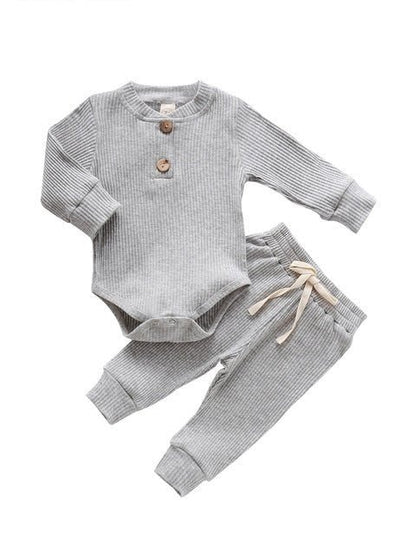 Infant Newborn Baby Girls Boys Spring Autumn Ribbed Solid