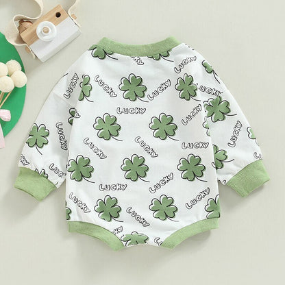 Long Sleeve St. Patrick's Day Infant onsies with Shamrocks