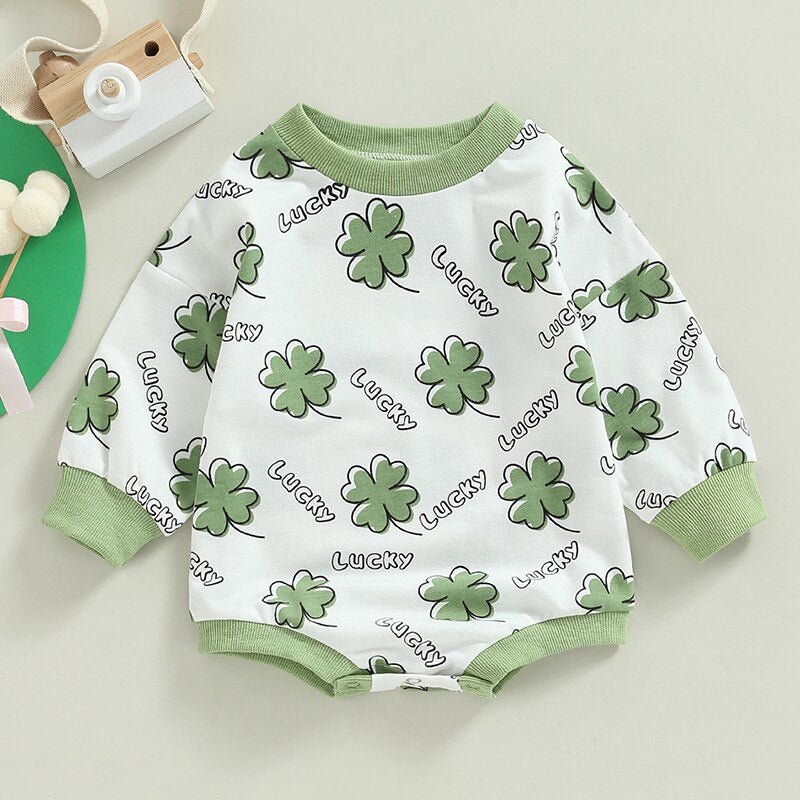 Long Sleeve St. Patrick's Day Infant onsies with Shamrocks