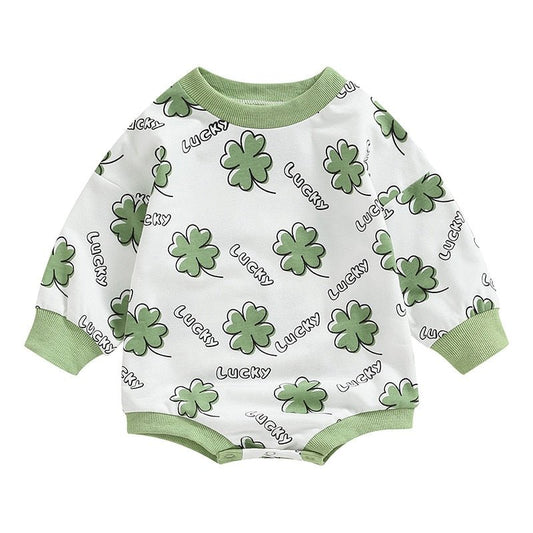 Long Sleeve St. Patrick's Day Infant onsies with Shamrocks