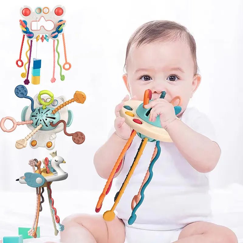 Montessori Pull String Sensory Toys Teething Activity Toy