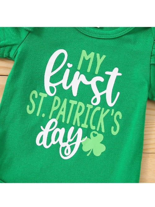 My First St Patrick's Day Baby Girl Outfit Bow