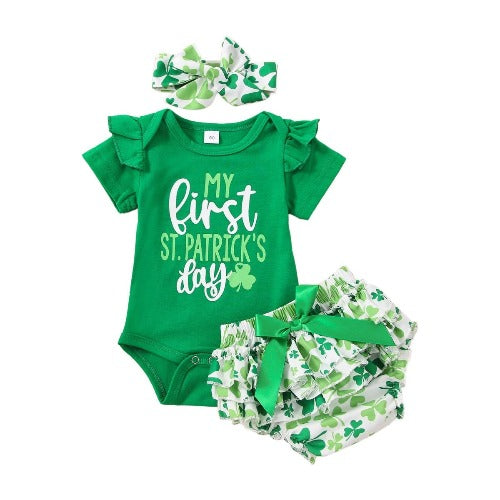 My First St Patrick's Day Baby Girl Outfit Bow