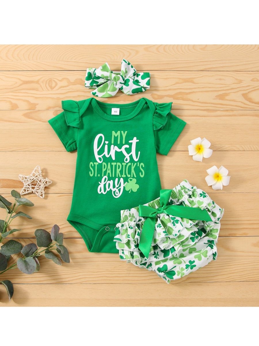 My First St Patrick's Day Baby Girl Outfit Bow