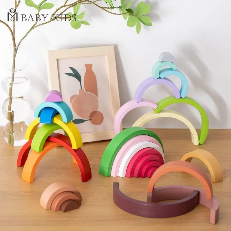 New Kids Montessori Arch Bridge Rainbow Building Blocks