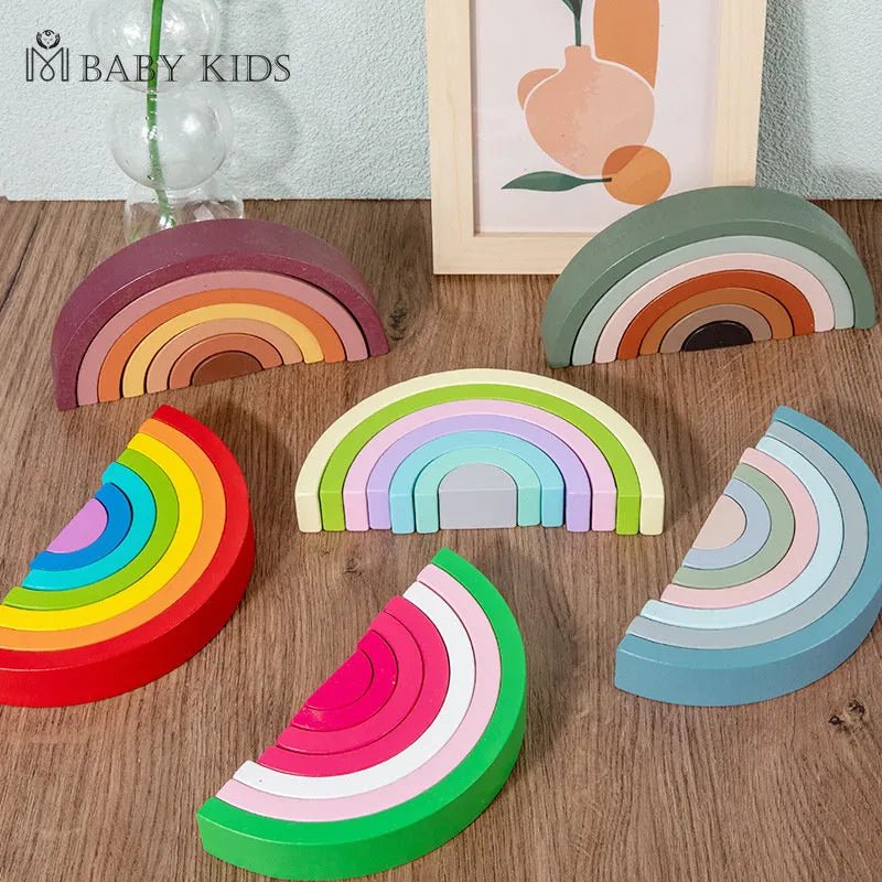 New Kids Montessori Arch Bridge Rainbow Building Blocks