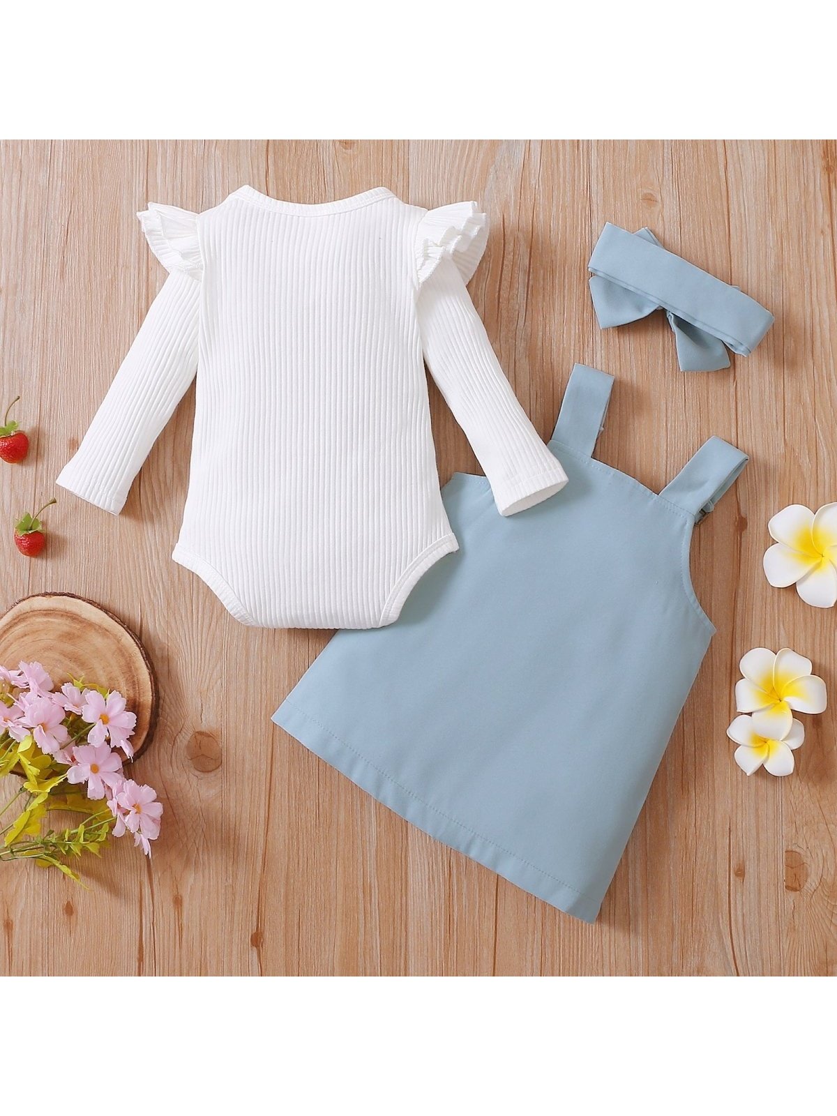 Newborn Baby Girls Autumn Clothes Set Solid Long Sleeve